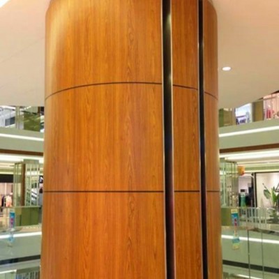 云南昆明商場室內裝飾仿木紋色包柱子鋁板廠家選廣東德普龍單板廠。