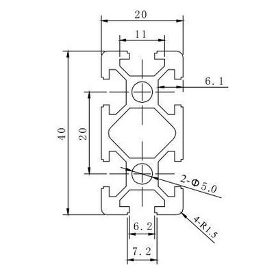 歐標(biāo)鋁型材2040|工業(yè)鋁合金型材2040|鋁材型材20|免