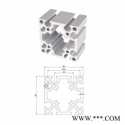 國耀鋁材OB-8080-5加厚型歐標工業鋁型材5.0厚度重型機架鋁型材貨源充足不斷貨
