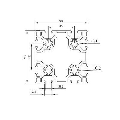 歐標9090雙槽工業(yè)鋁型材槽10系列9090鋁型材魚缸底架型