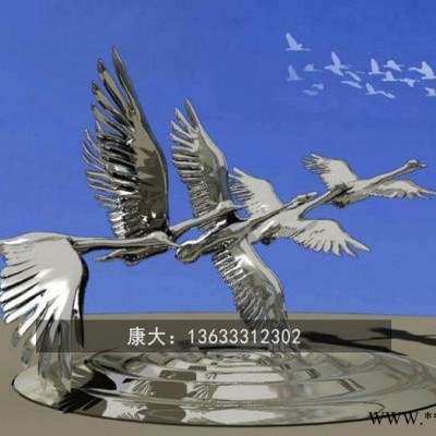 江西康大雕塑 不銹鋼電鍍仙鶴雕塑 金屬園林擺件動物
