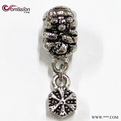 外貿貨源創意電鍍白K雪人吊墜 手鏈項鏈配件大孔珠直銷