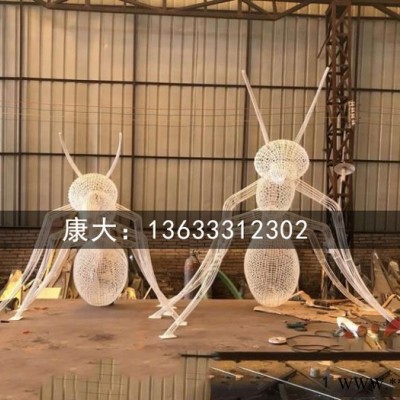 康大雕塑不銹鋼廠家定制金屬鏡面電鍍動物螞蟻雕塑戶外昆蟲擺件旅游區