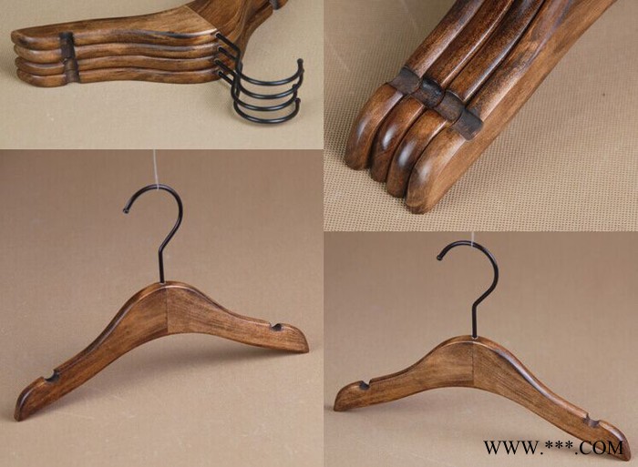 **仿古實木兒童衣架 豪華實木衣撐 電泳黑荷木衣架