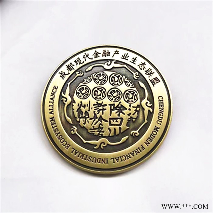 徽章 浮雕立體牛頭徽章 金屬電鍍古青銅胸章 可開模定制