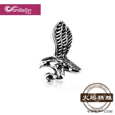 金屬珠 大孔動物珠雄鷹展翅珠子 diy大孔精雕電鍍串珠子材料