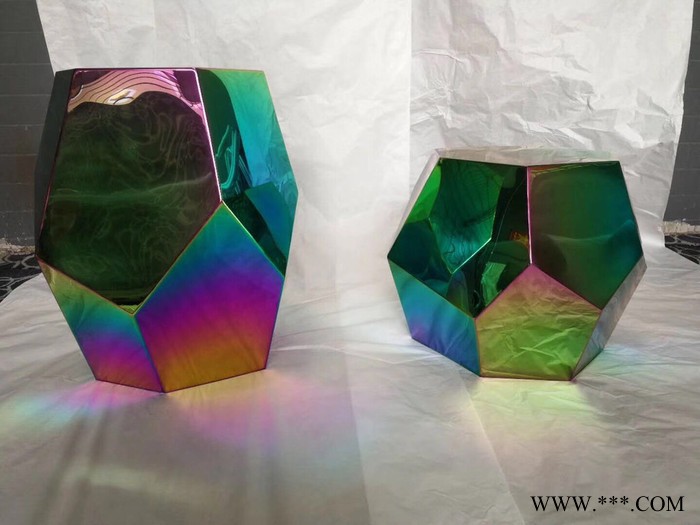 彩色不銹鋼制品  鏡面方塊電鍍彩虹色加工