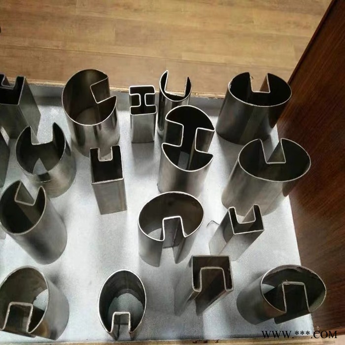 大量供應304不銹鋼凹槽圓管 電鍍鈦金異型管 玻璃夾不銹槽管