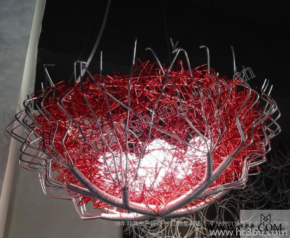 供應廣東中山廠家批發鳥巢鳥籠餐吊燈鳥蛋燈LED節能鋁線編織吊燈廠家