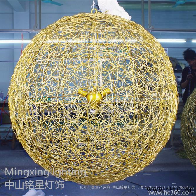 供應銘星創意藝術金色鋁線球吊燈書房吊燈家裝燈客房吊燈鋁球吊燈廠