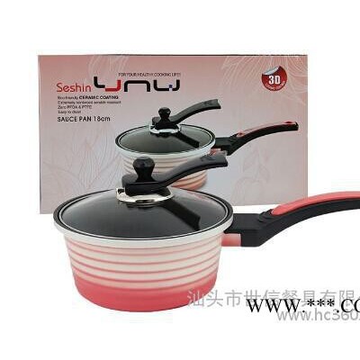 韓國 君圣斯 皇室系列 電磁爐煤氣爐通用 3D陶瓷涂層壓鑄鋁 可立式防溢鋼化玻璃鍋蓋 18cmUNU單柄湯鍋