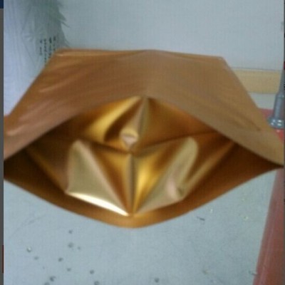 鋁箔袋，定制帶氣閥暗金色鋁箔袋自封自立式160*240mm鋁穆立體拉鏈袋 鋁箔站立骨袋 鋁箔直立密封袋 鋁箔包裝袋廠家