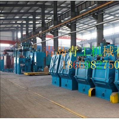 青島履帶式拋丸清理機/小型鑄件拋丸機/熱處理件除銹設備