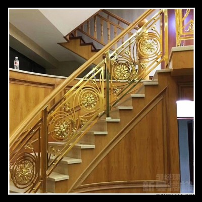 現代家裝鋁板樓梯 單根K金立柱欄桿 歡迎咨詢新曼